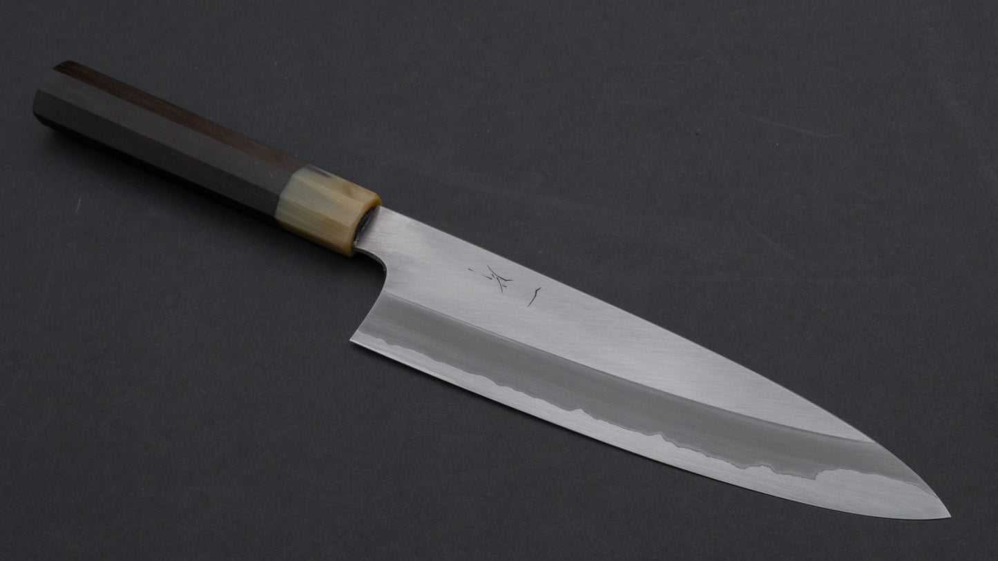 Hitohira Togashi Blue #1 Stainless Clad Gyuto 210mm Taihei Ebony Handle (Saya) | HITOHIRA