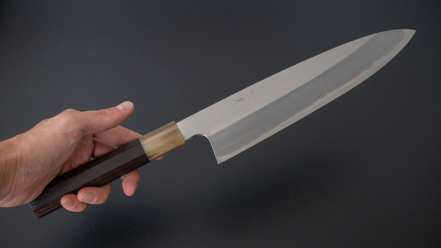 Hitohira Togashi White #1 Stainless Clad Gyuto 240mm Taihei Rosewood Handle | HITOHIRA