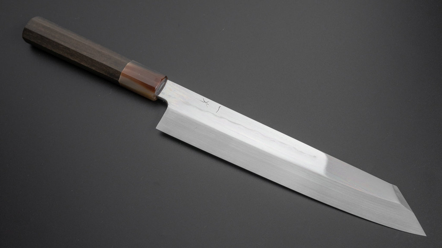 Hitohira Kikuchiyo Manzo Blue #2 Mizu Honyaki Kiritsuke 240mm Taihei Ebony Handle (Mirror Polished/ Saya) - HITOHIRA