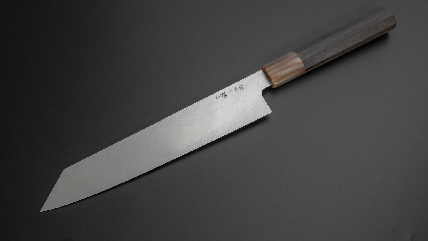 Hitohira Kikuchiyo Manzo Blue #2 Mizu Honyaki Kiritsuke 240mm Taihei Ebony Handle (Mirror Polished/ Saya) - HITOHIRA