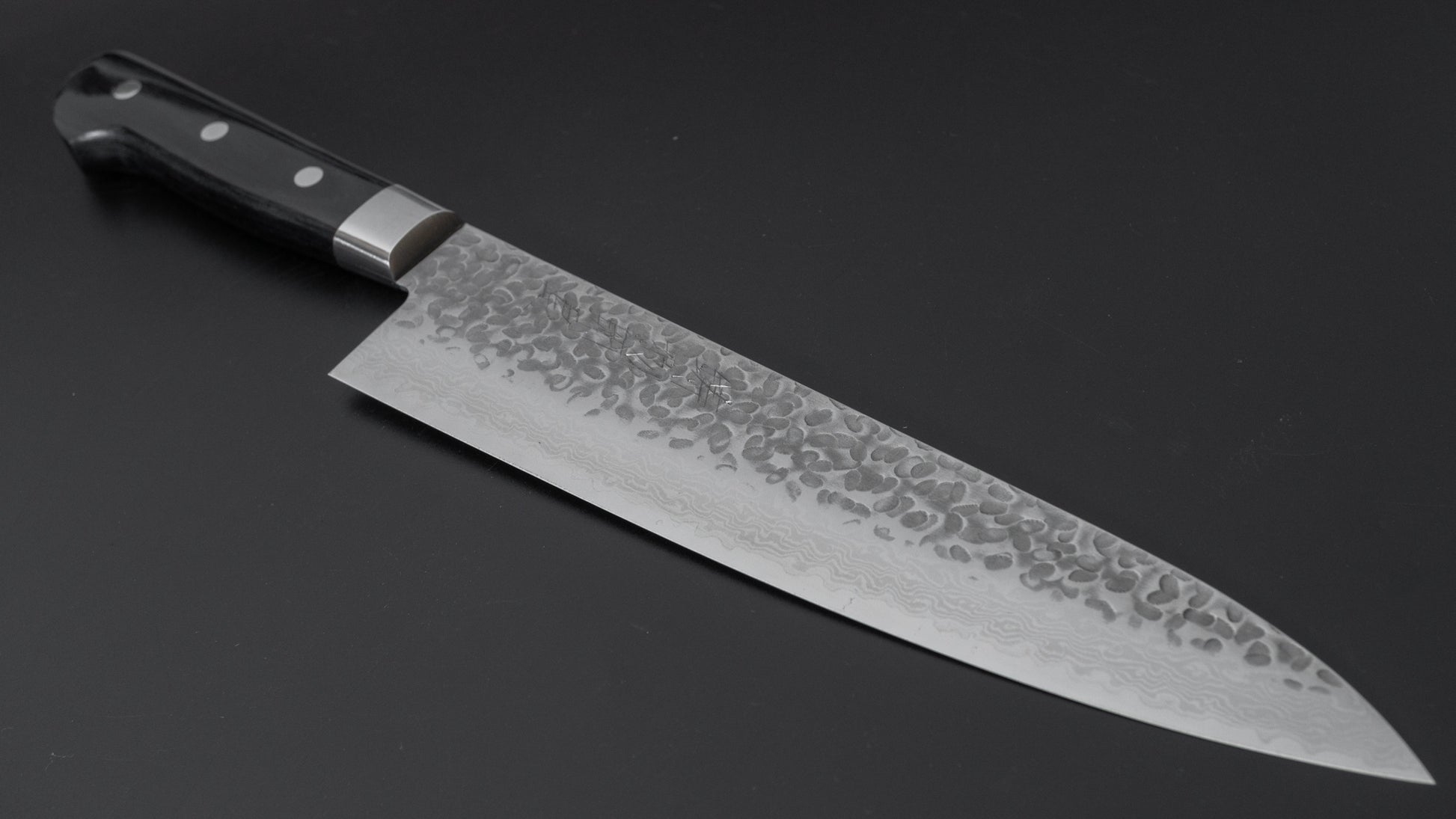 Hitohira Imojiya ST Tsuchime Damascus Gyuto 240mm Pakka Handle (Yo) - HITOHIRA