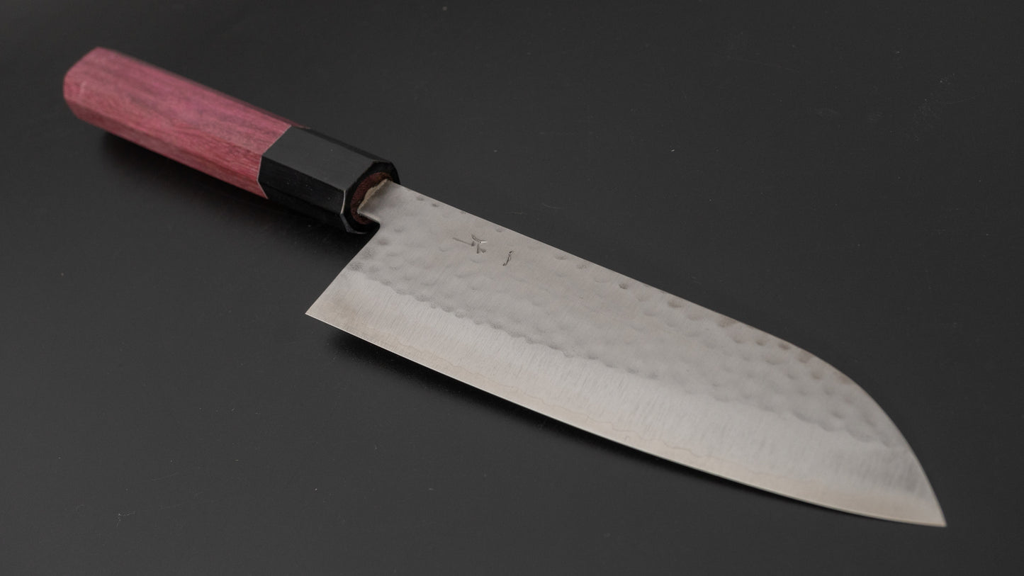 Hitohira NM Tsuchime Santoku 170mm Purpleheart Handle - HITOHIRA