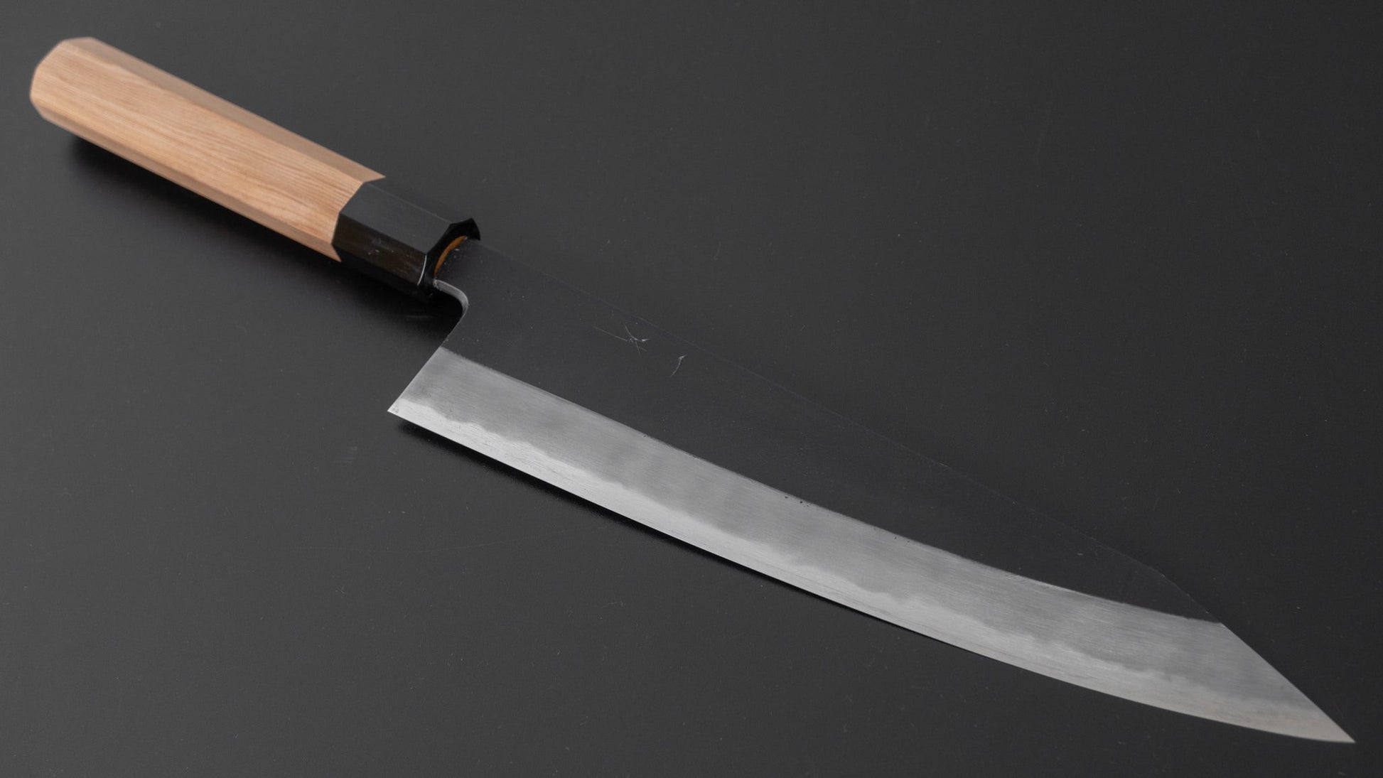 Hitohira Tanaka Kyuzo Blue #1 Kurouchi Kiritsuke Gyuto 240mm Yakusugi Cedar Handle (Type S/ Saya) | HITOHIRA