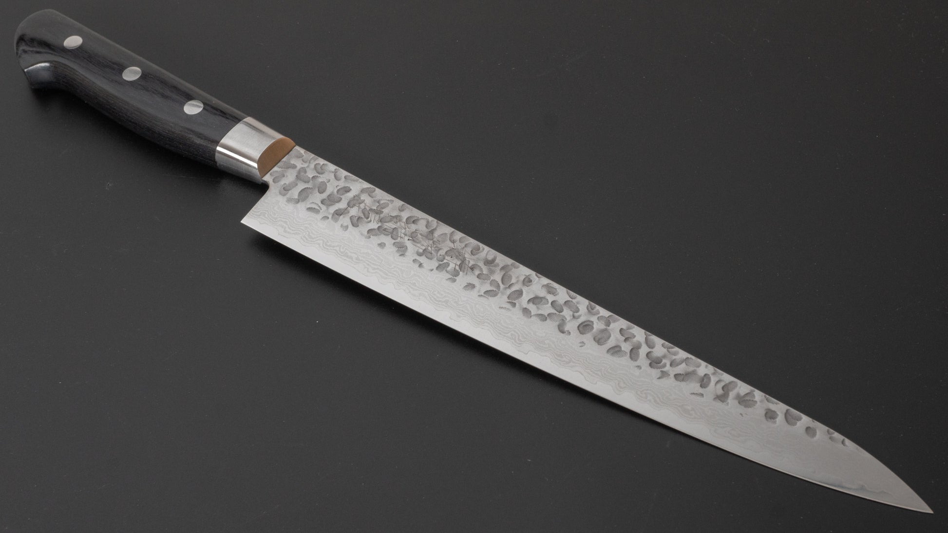 Hitohira Imojiya ST Tsuchime Damascus Sujihiki 240mm Pakka Handle (Yo) - HITOHIRA