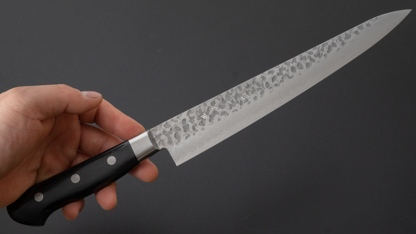 Hitohira Imojiya ST Tsuchime Damascus Sujihiki 240mm Pakka Handle (Yo) - HITOHIRA