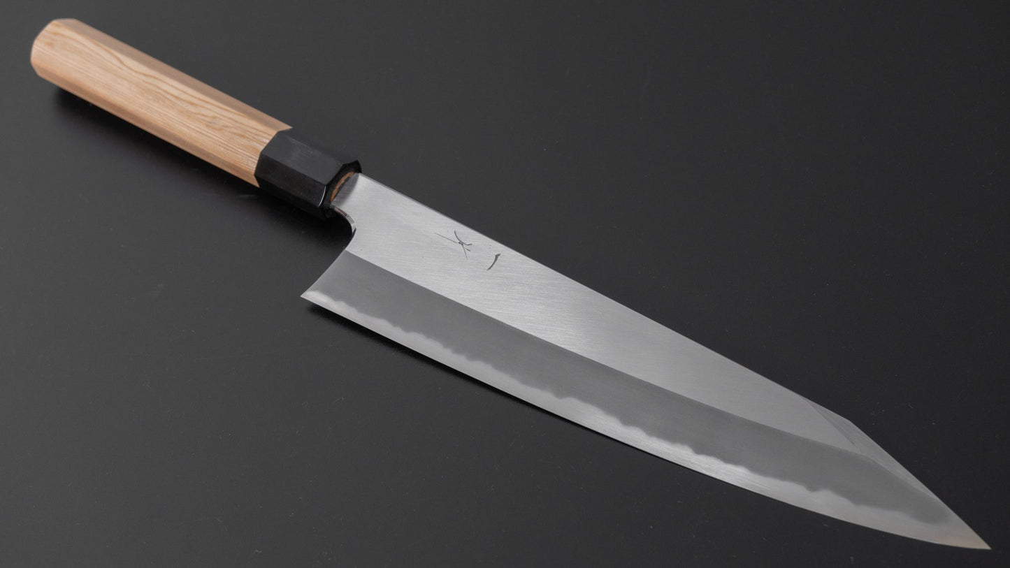 Hitohira Tanaka Kyuzo Blue #1 Migaki Kiritsuke Gyuto 240mm Yakusugi Cedar Handle (Type S/ Saya) | HITOHIRA