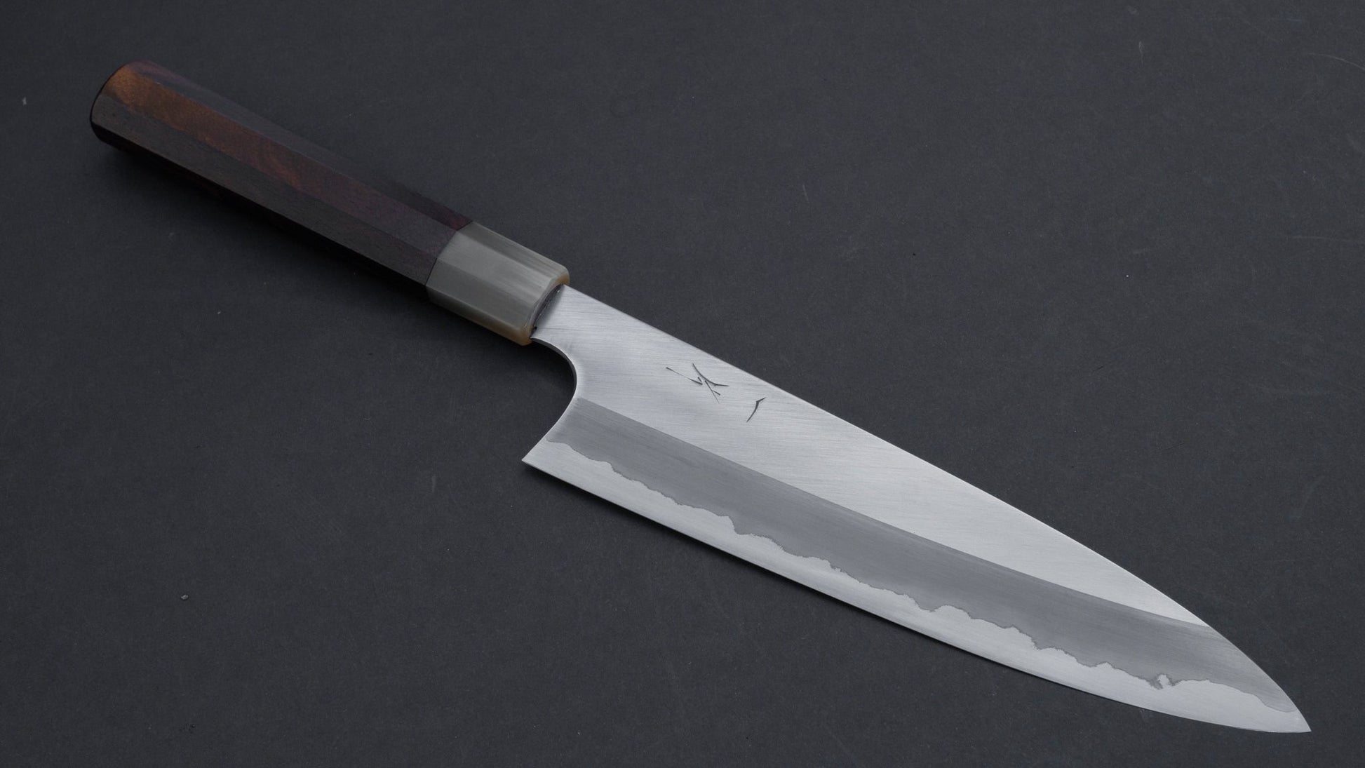 Hitohira Togashi Blue #1 Stainless Clad Gyuto 210mm Ziricote Handle (Saya) | HITOHIRA