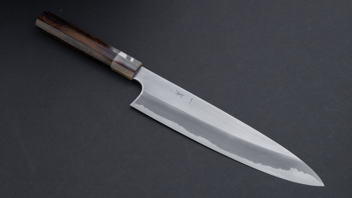 Hitohira Togashi Blue #1 Stainless Clad Gyuto 240mm Ziricote Handle (Saya) | HITOHIRA