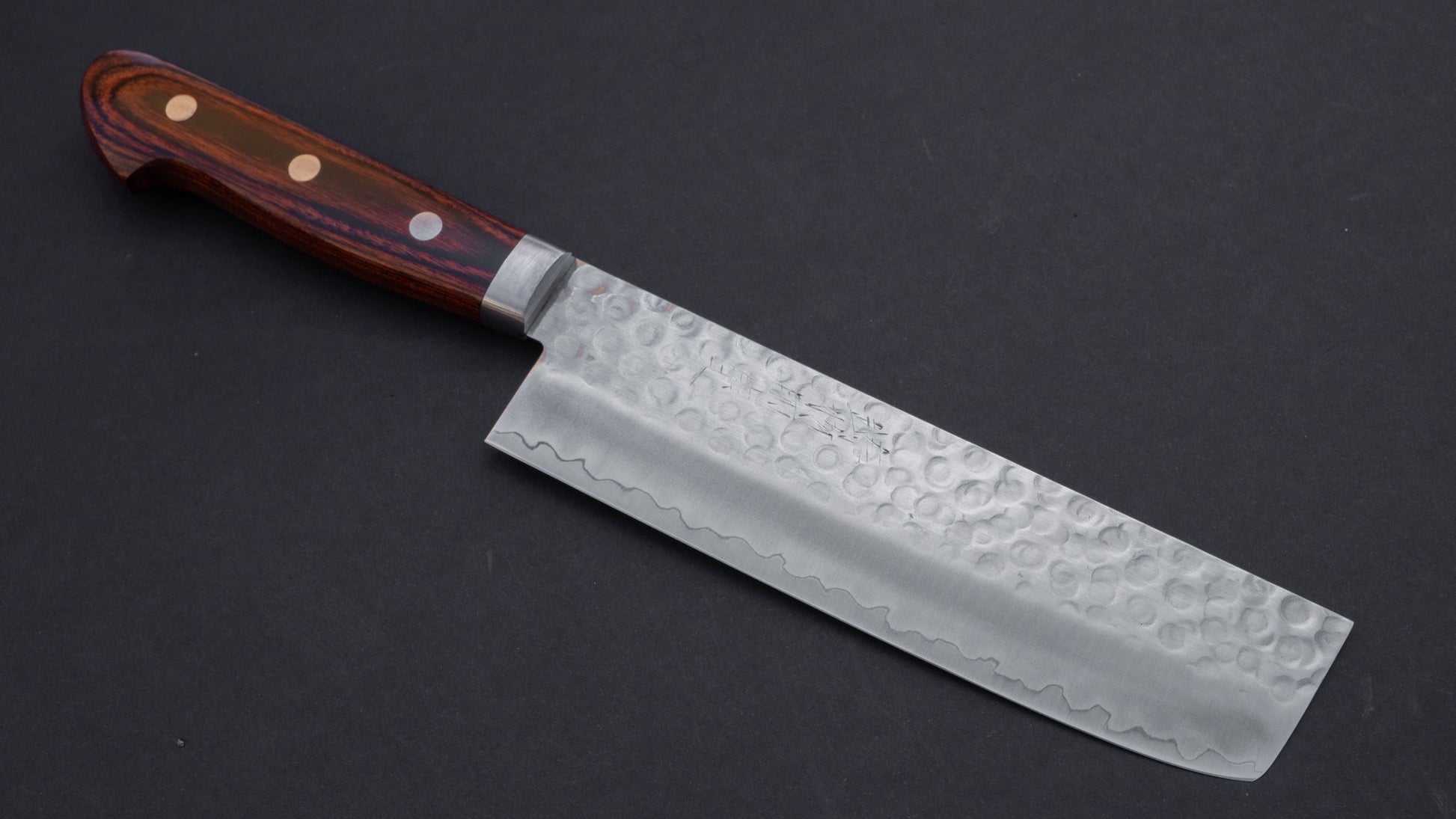 Hitohira Imojiya HG Tsuchime Nakiri 165mm Imitation Mahogany Handle | HITOHIRA