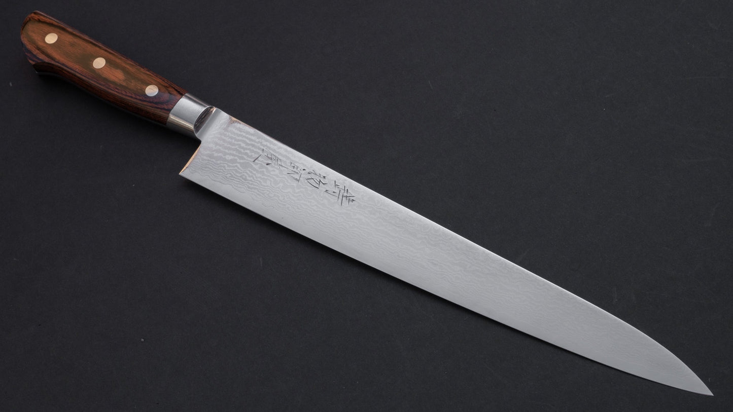 Hitohira Imojiya ST Damascus Sujihiki 270mm Imitation Mahogany Handle | HITOHIRA