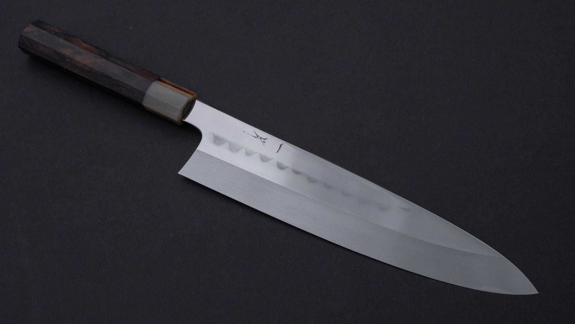 Hitohira Togashi Kambei White #1 Mizu Honyaki Gyuto 240mm Ziricote Handle (#001/ Saya) | HITOHIRA