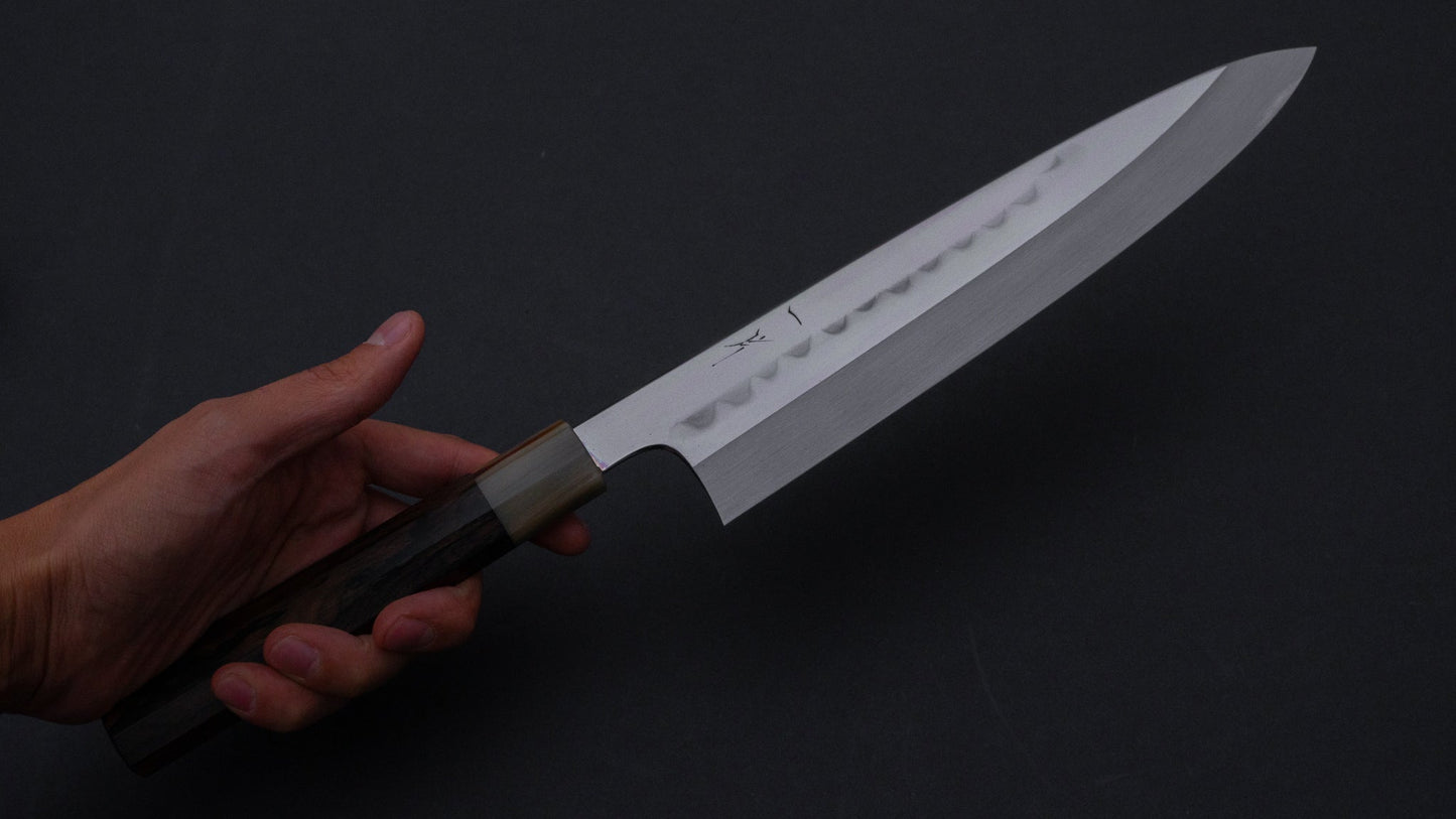 Hitohira Togashi Kambei White #1 Mizu Honyaki Gyuto 240mm Ziricote Handle (#001/ Saya) | HITOHIRA