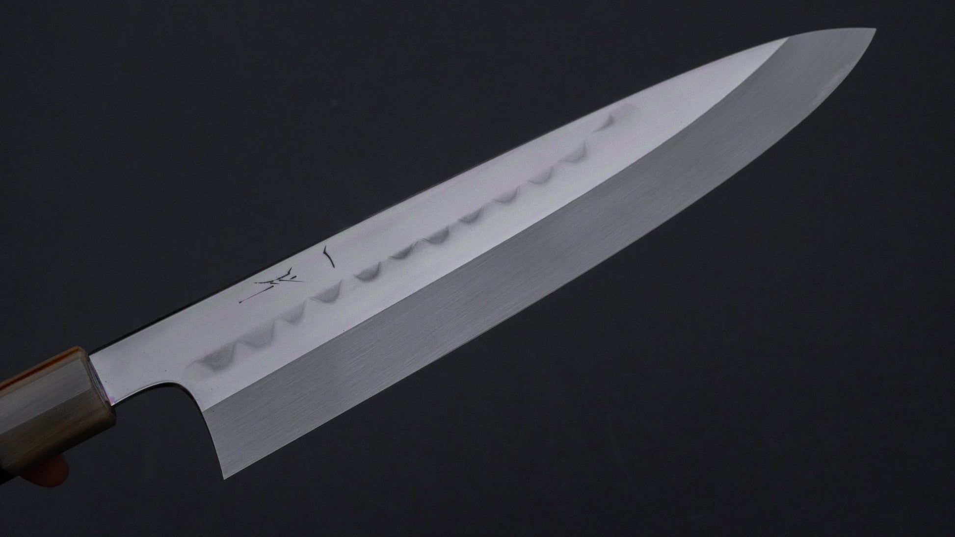 Hitohira Togashi Kambei White #1 Mizu Honyaki Gyuto 240mm Ziricote Handle (#001/ Saya) | HITOHIRA