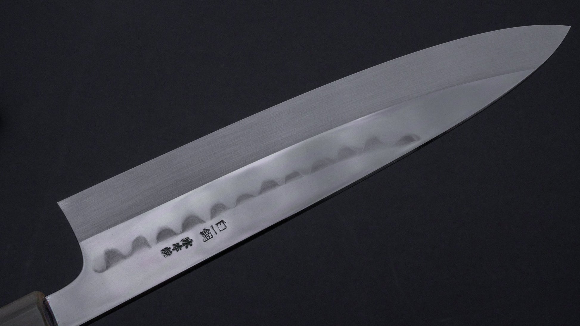 Hitohira Togashi Kambei White #1 Mizu Honyaki Gyuto 240mm Ziricote Handle (#001/ Saya) | HITOHIRA