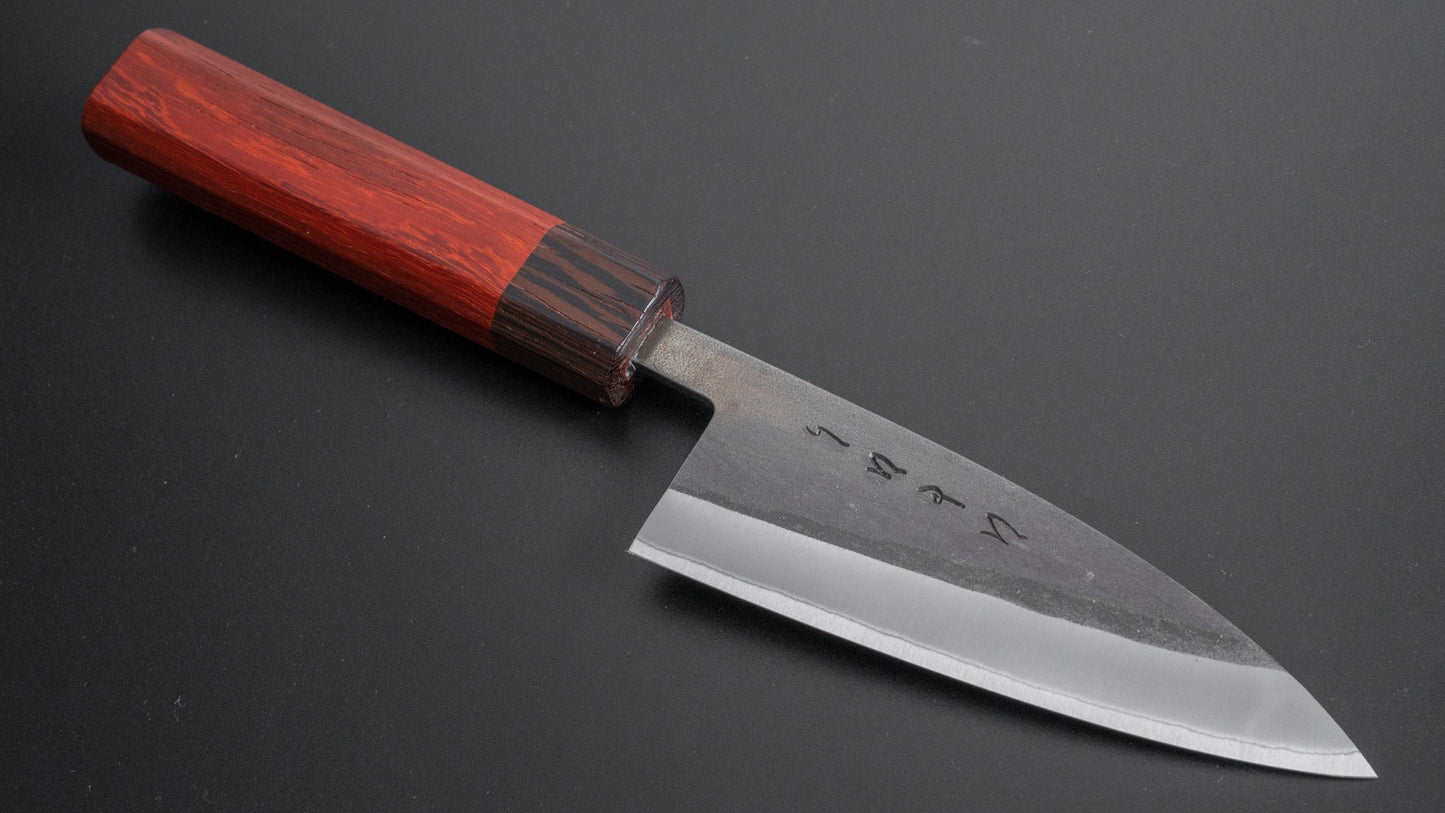 Hitohira TD Blue #2 Stainless Clad Kurouchi Utility 105mm Padauk Handle - HITOHIRA