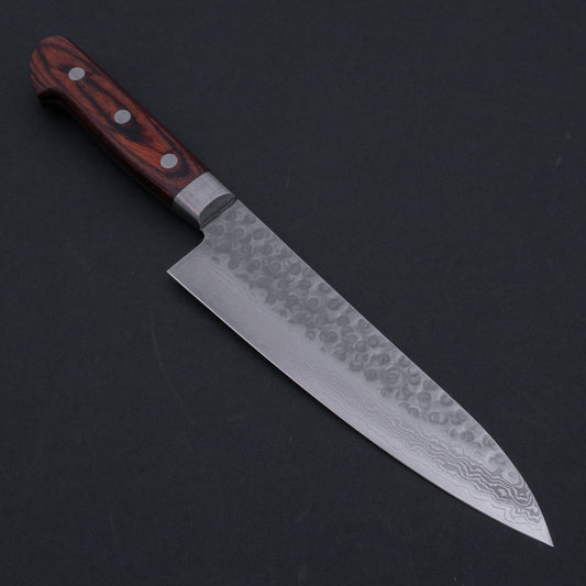 Hitohira HG Tsuchime Damascus Gyuto 180mm Imitation Mahogany Handle | HITOHIRA