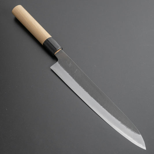 Hitohira Hinode Nashiji White #2 Stainless Clad Sujihiki 210mm Ho Wood Handle - HITOHIRA