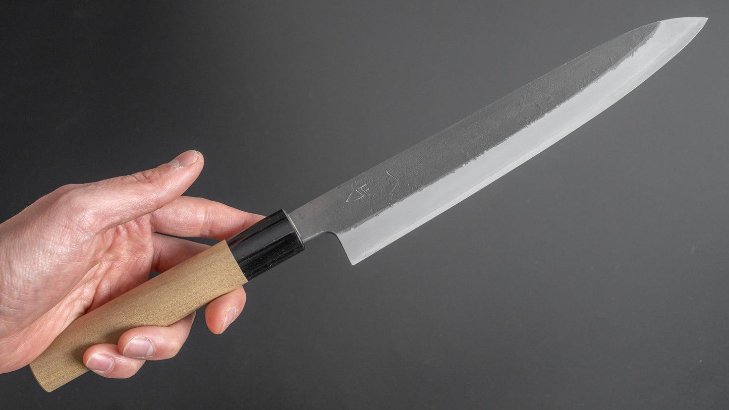 Hitohira Hinode Nashiji White #2 Stainless Clad Sujihiki 210mm Ho Wood Handle - HITOHIRA