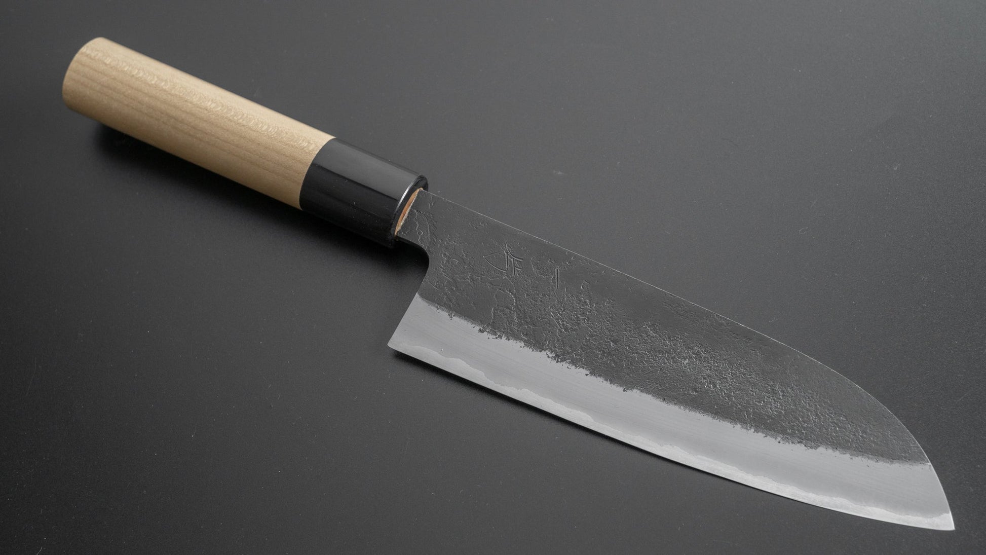 Hitohira Hinode Nashiji White #2 Stainless Clad Santoku 165mm Ho Wood Handle - HITOHIRA