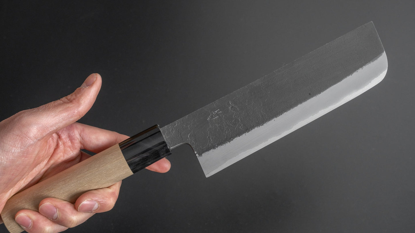 Hitohira Hinode Nashiji White #2 Stainless Clad Nakiri 165mm Ho Wood Handle - HITOHIRA