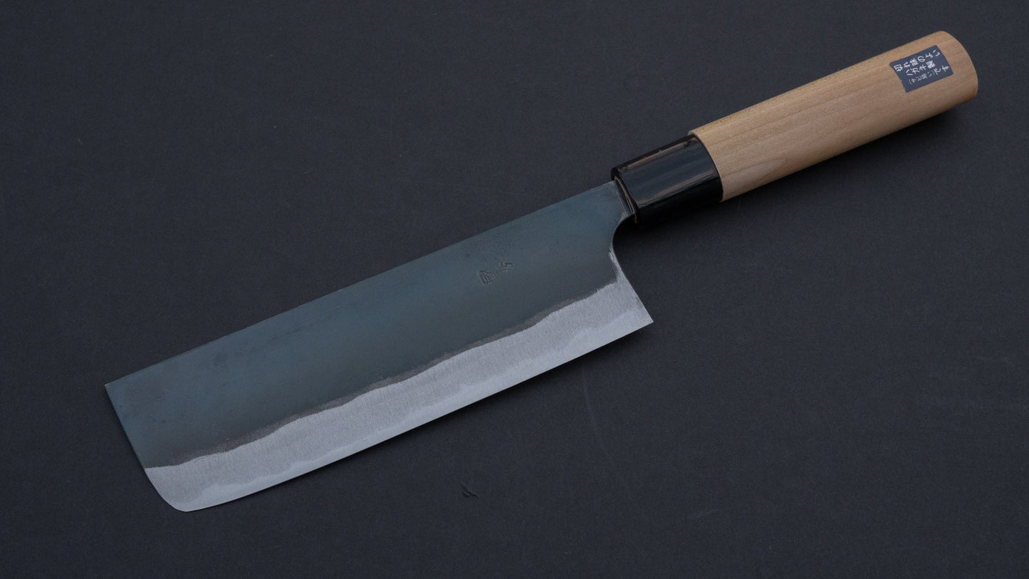 Morihei Kunihide Blue #2 Kurouchi Nakiri 165mm Poplar Handle | HITOHIRA