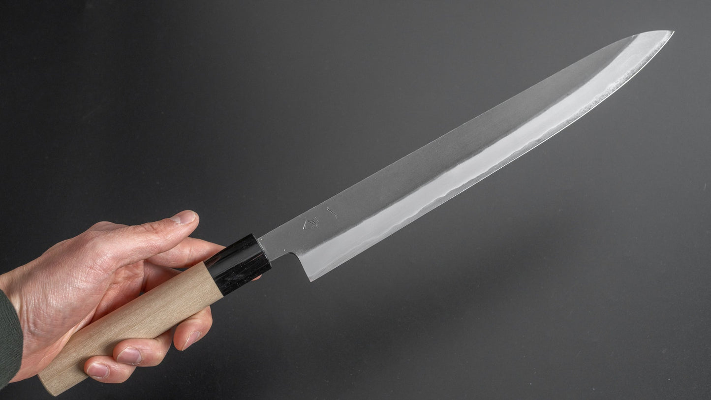 Hitohira Hinode Kurouchi White #2 Stainless Clad Sujihiki 270mm Ho Wood Handle - HITOHIRA