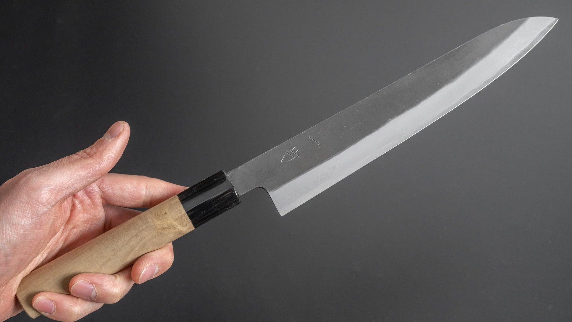 Hitohira Hinode Kurouchi White #2 Stainless Clad Sujihiki 210mm Ho Wood Handle - HITOHIRA