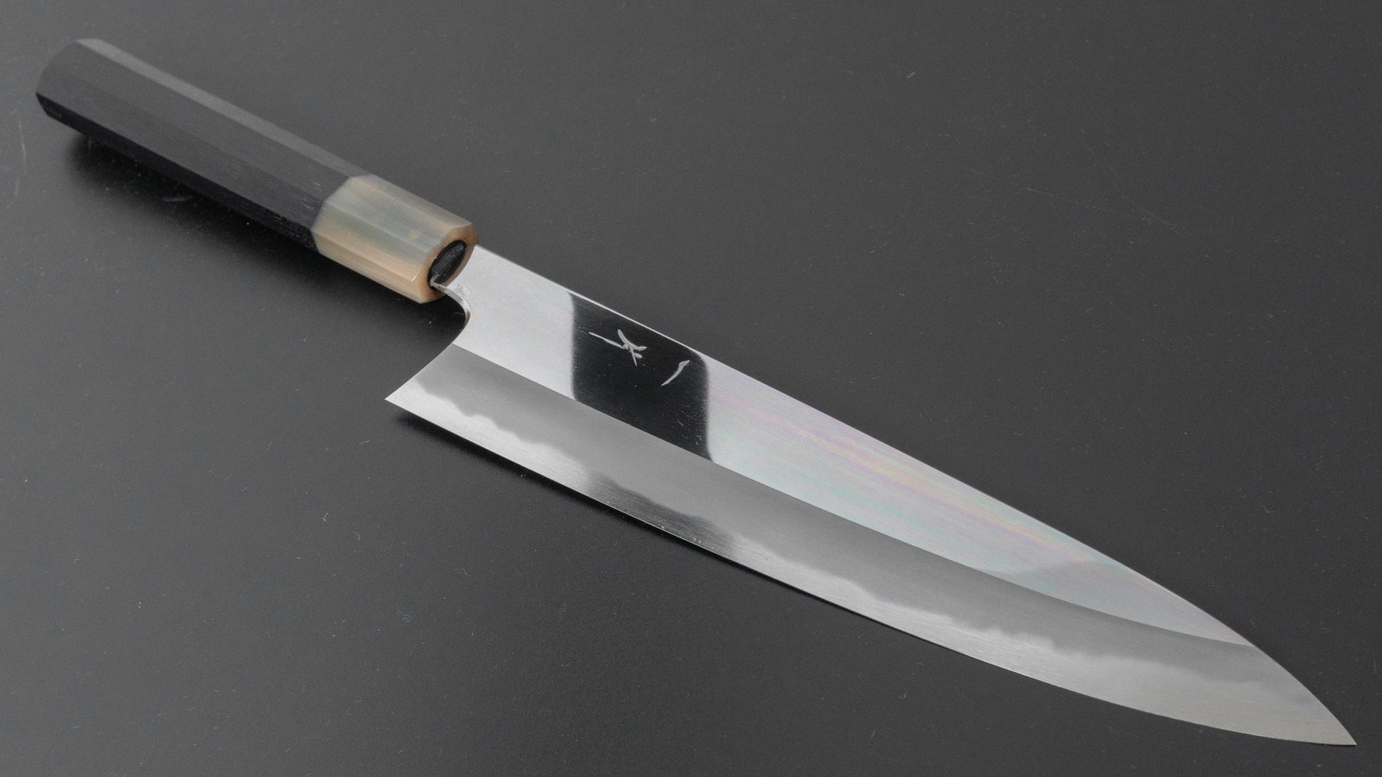 Hitohira Tanaka Kyuzo Blue #1 Mirror Gyuto 240mm Blackwood Handle (Mirror Polished) | HITOHIRA