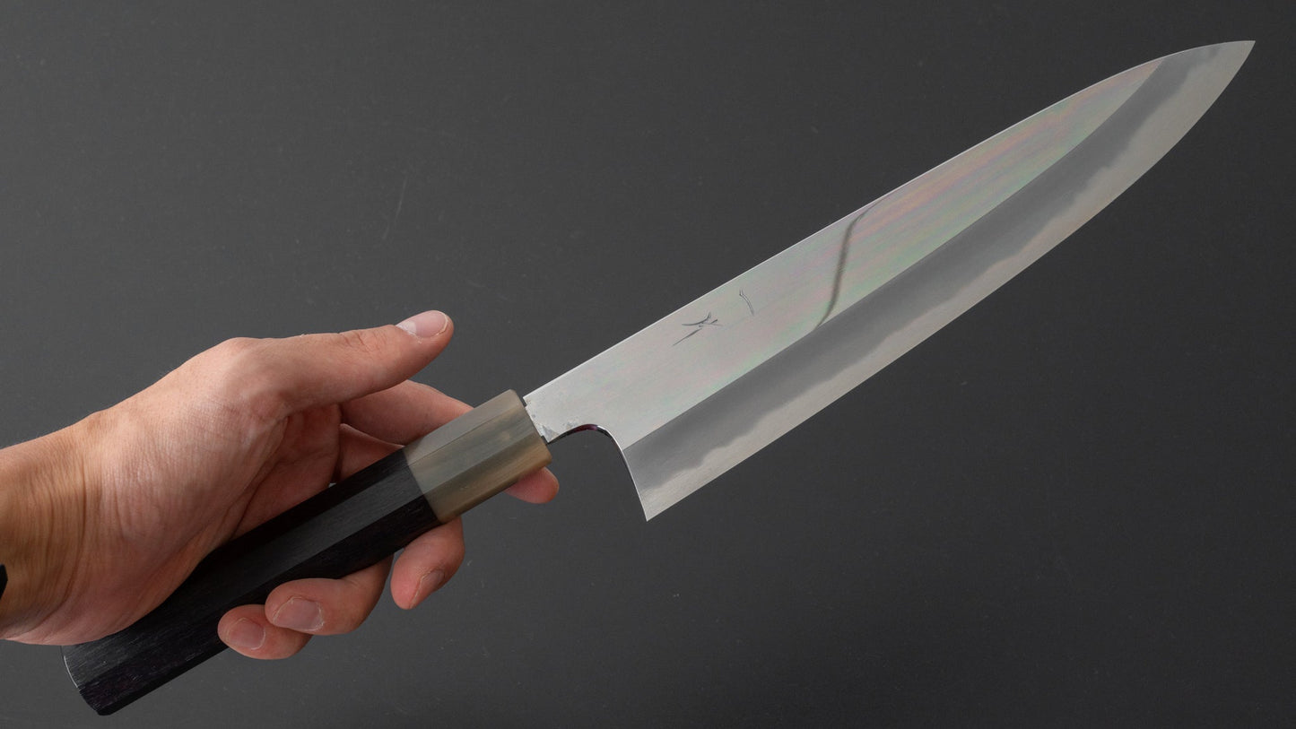 Hitohira Tanaka Kyuzo Blue #1 Mirror Gyuto 240mm Blackwood Handle (Mirror Polished) | HITOHIRA