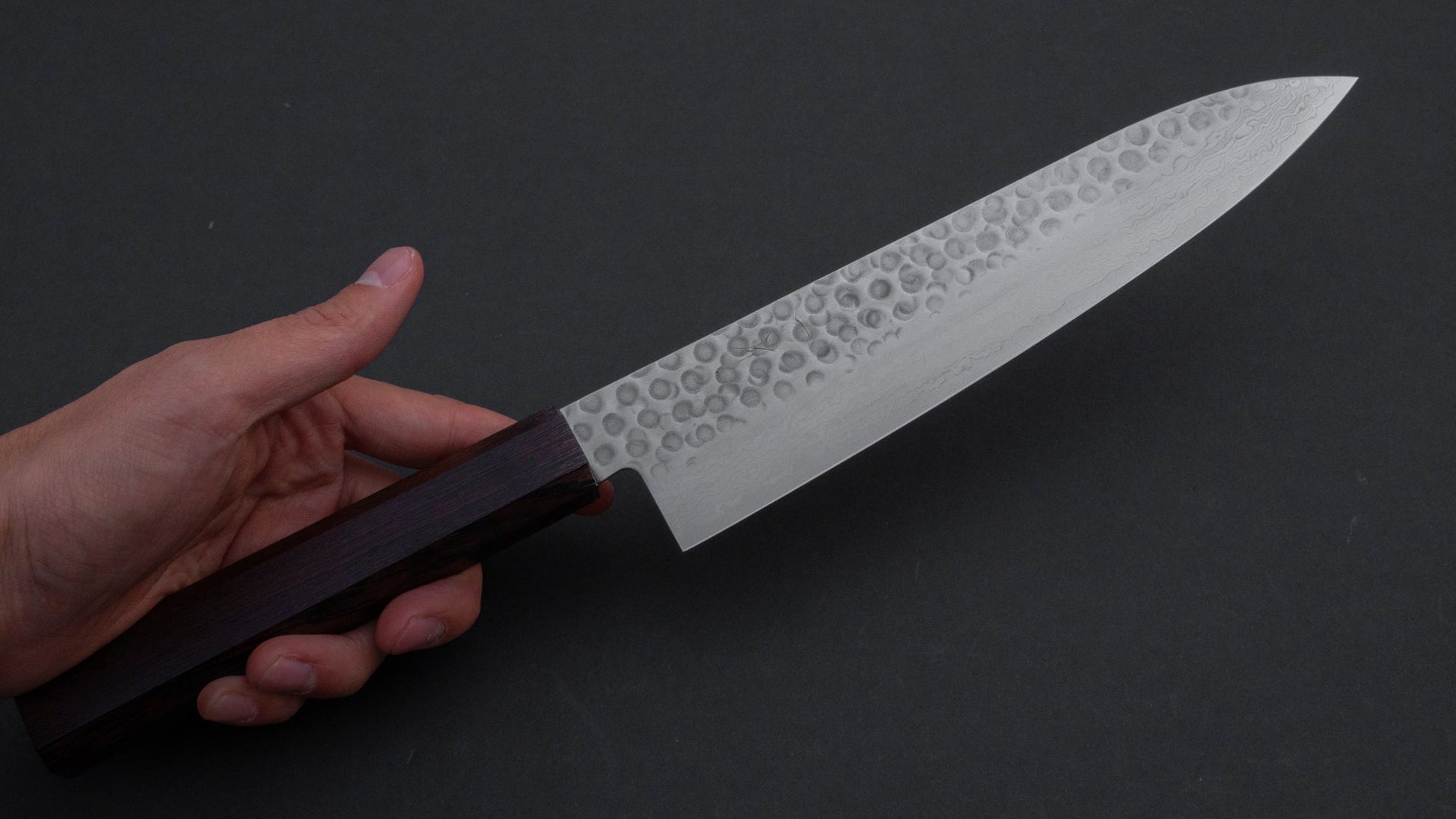 Hitohira HG Tsuchime Damascus Gyuto 210mm Wenge Handle | HITOHIRA