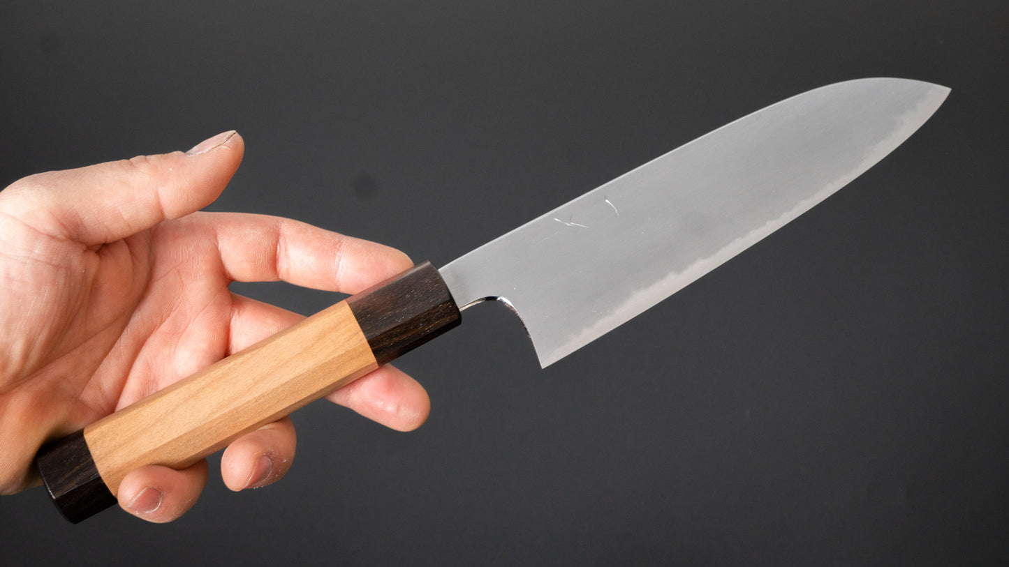 Hitohira Gorobei Rikichi Blue #2 Kasumi Santoku Cherry Wood Handle - HITOHIRA