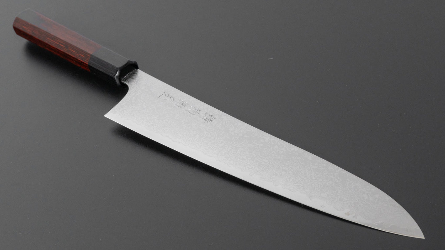 Hitohira Imojiya TH Damascus Gyuto 240mm Pakka Handle (Red) | HITOHIRA