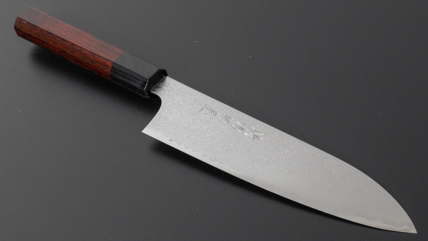 Hitohira Imojiya TH Damascus Santoku 180mm Pakka Handle (Red) | HITOHIRA