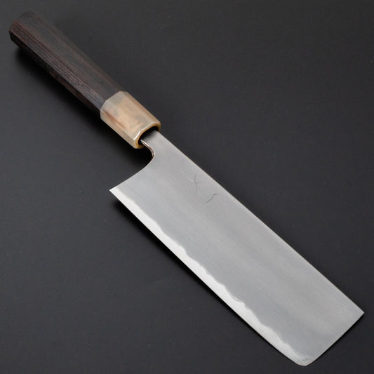 Hitohira Togashi White #1 Stainless Clad Kasumi Nakiri 180mm Ebony Handle - HITOHIRA