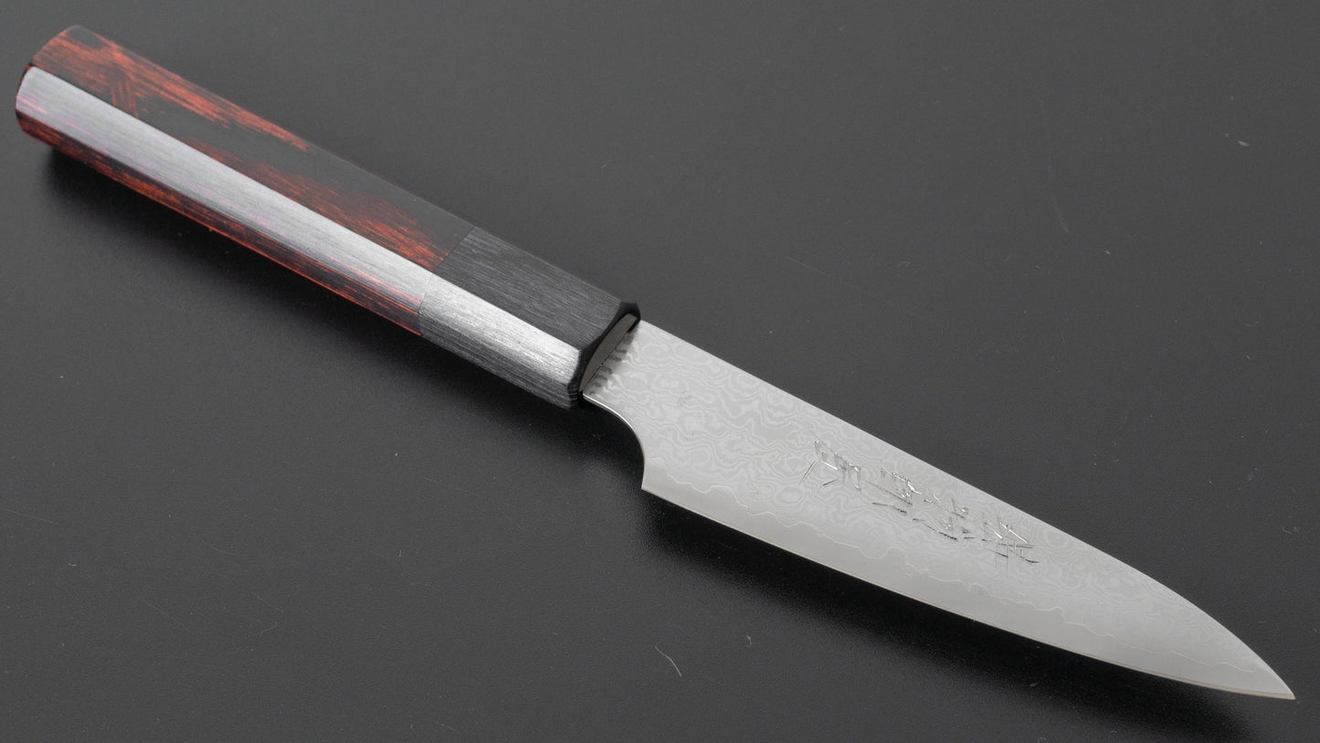 Hitohira Imojiya TH Damascus Paring 105mm Pakka Handle (Red) | HITOHIRA