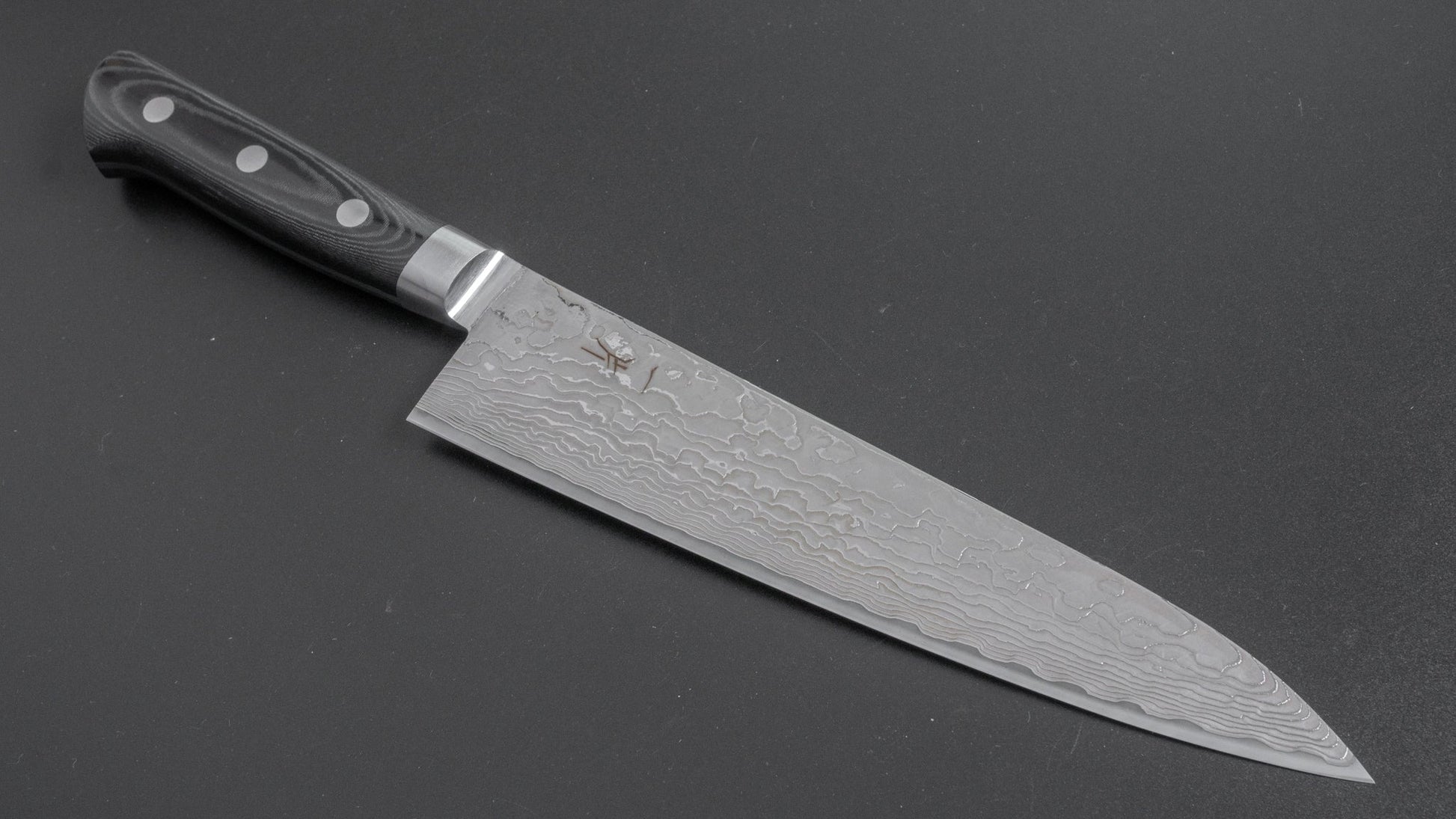 Hitohira FJ SG2 Nickel Damascus Black Gyuto 210mm Linen Micarta Handle - HITOHIRA