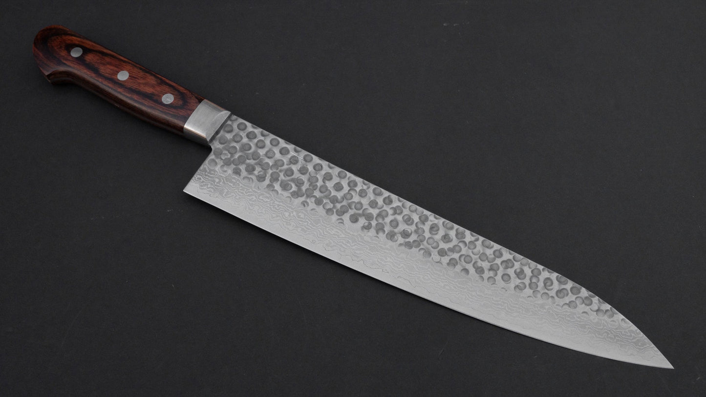 Hitohira HG Tsuchime Damascus Gyuto 270mm Imitation Mahogany Handle | HITOHIRA