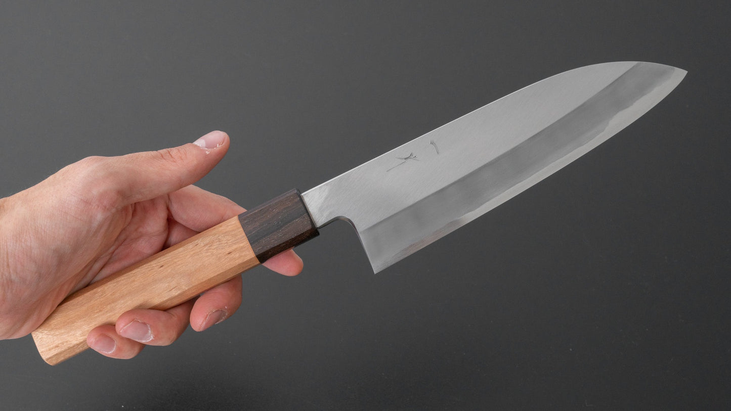 Hitohira Kikuchiyo Kyuzo White #2 Migaki Santoku 180mm Cherry Wood Handle | HITOHIRA