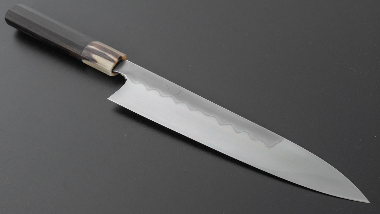 Hitohira Kikuchiyo Yohei White #3 Honyaki Gyuto 240mm Taihei Ebony Handle (Extra Thin/ Saya) | HITOHIRA