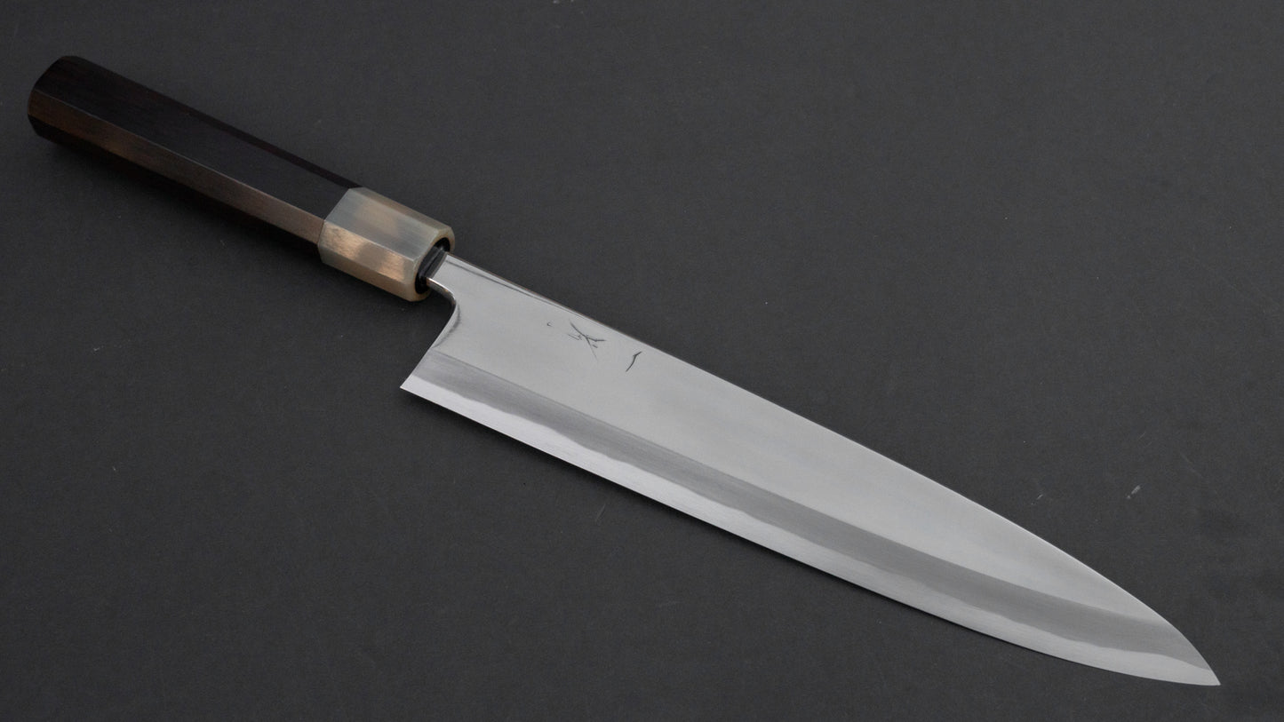 Hitohira Tanaka Blue #1 Mioroshi Deba 240mm Ebony Handle (Mirror Polished/ Saya) - HITOHIRA