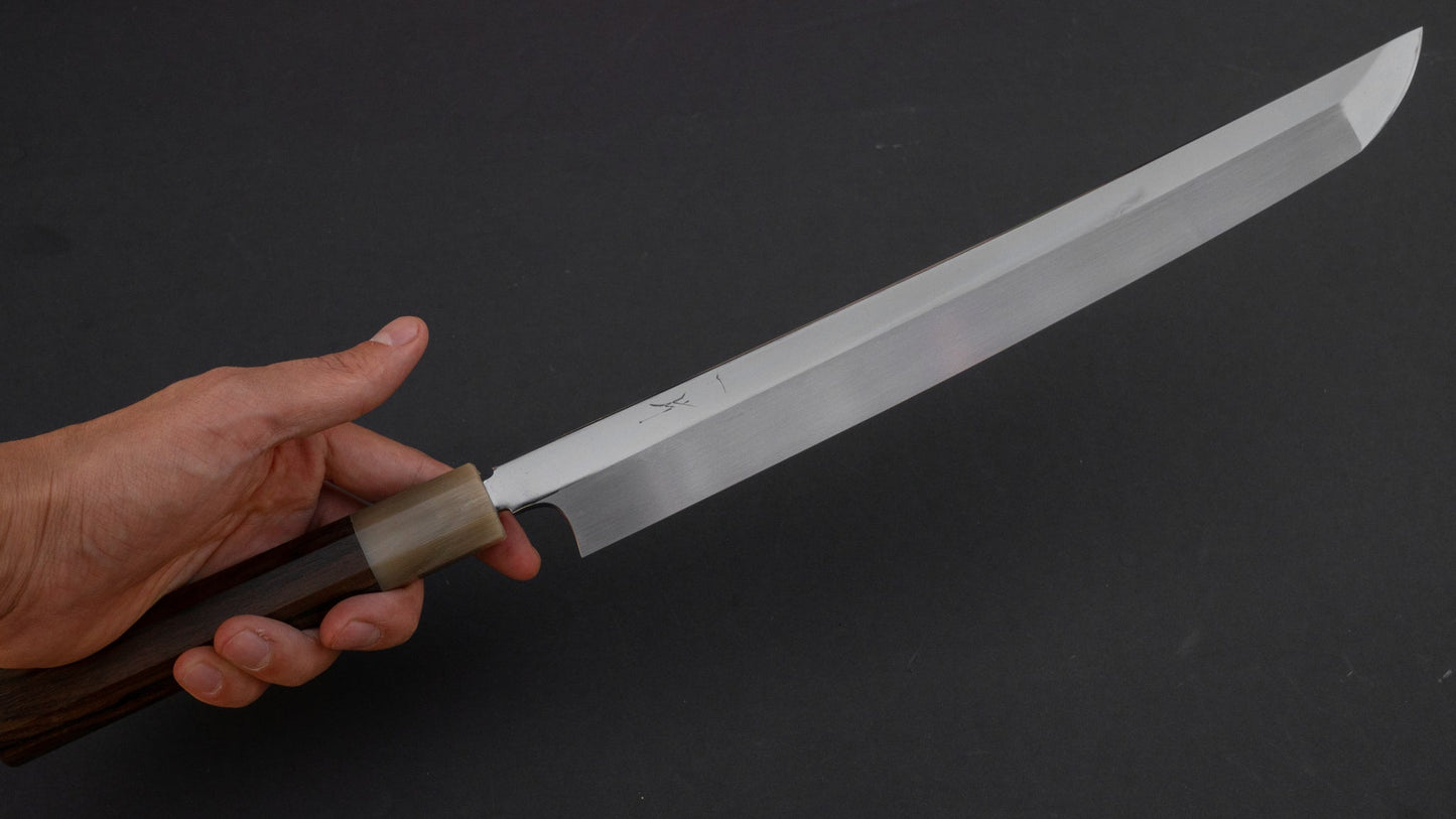 Hitohira Togashi Kambei White #1 Mizu Honyaki Yanagi Sakimaru 300mm Ziricote Handle (Saya) | HITOHIRA