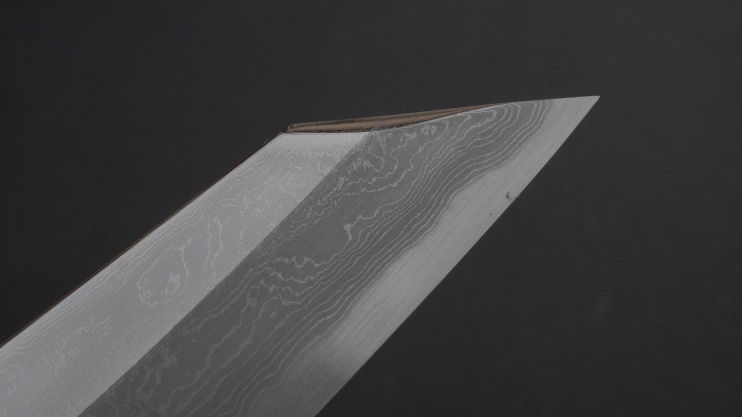 Hitohira Tanaka Kambei Blue #1 Damascus Kiritsuke Gyuto 240mm Taihei Makassar Ebony Handle (Mirror Polished/ Saya) | HITOHIRA