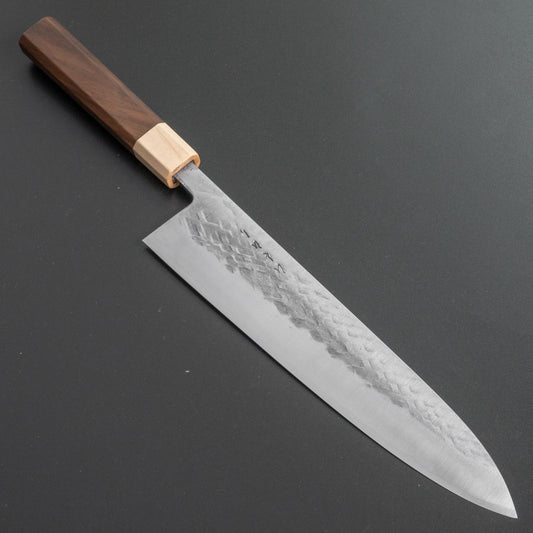 Hitohira TD SLD Tsuchime Gyuto 240mm Walnut Handle - HITOHIRA