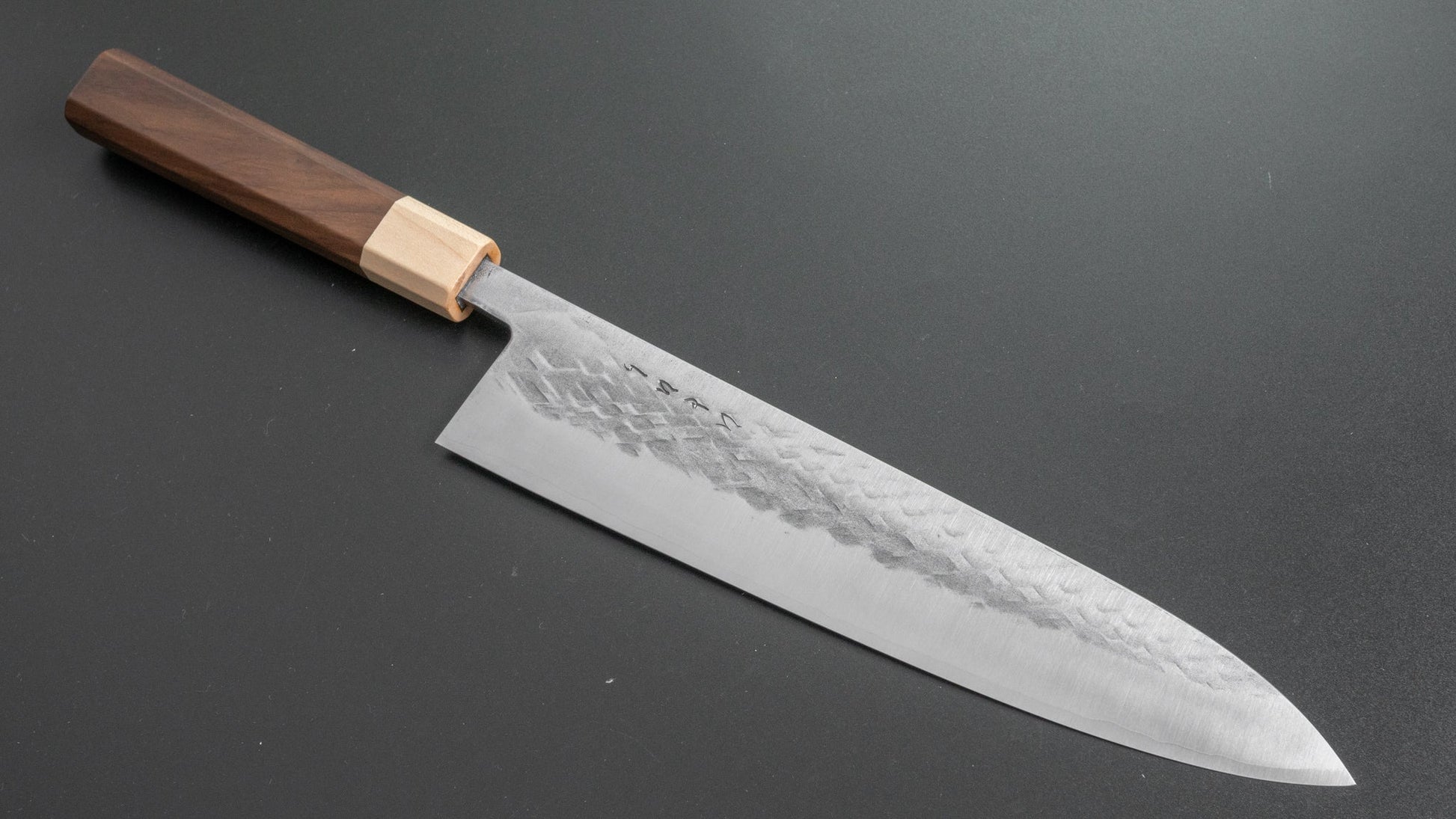 Hitohira TD SLD Tsuchime Gyuto 240mm Walnut Handle - HITOHIRA