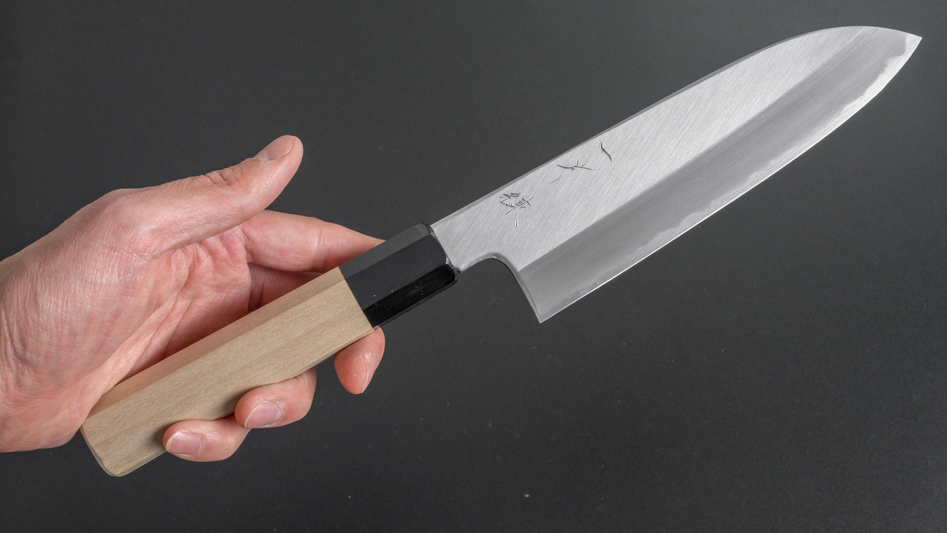 Hitohira Kikuchiyo Ren Blue #2 Santoku 180mm Ho Wood Handle - HITOHIRA