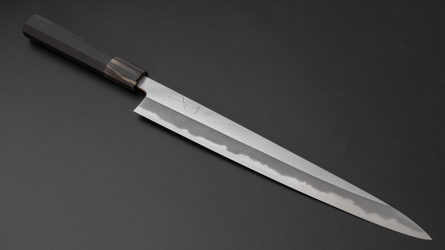 Hitohira Tanaka Kyuzo Vintage Swedish Carbon Migaki Sujihiki 300mm Taihei Ebony Handle - HITOHIRA