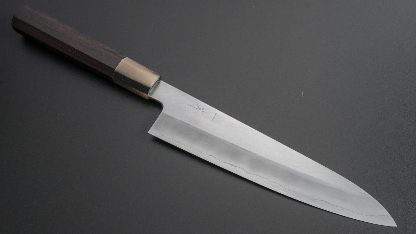 Hitohira Kikuchiyo Kyuzo Silver #3 Migaki Gyuto 210mm Ebony Handle - HITOHIRA