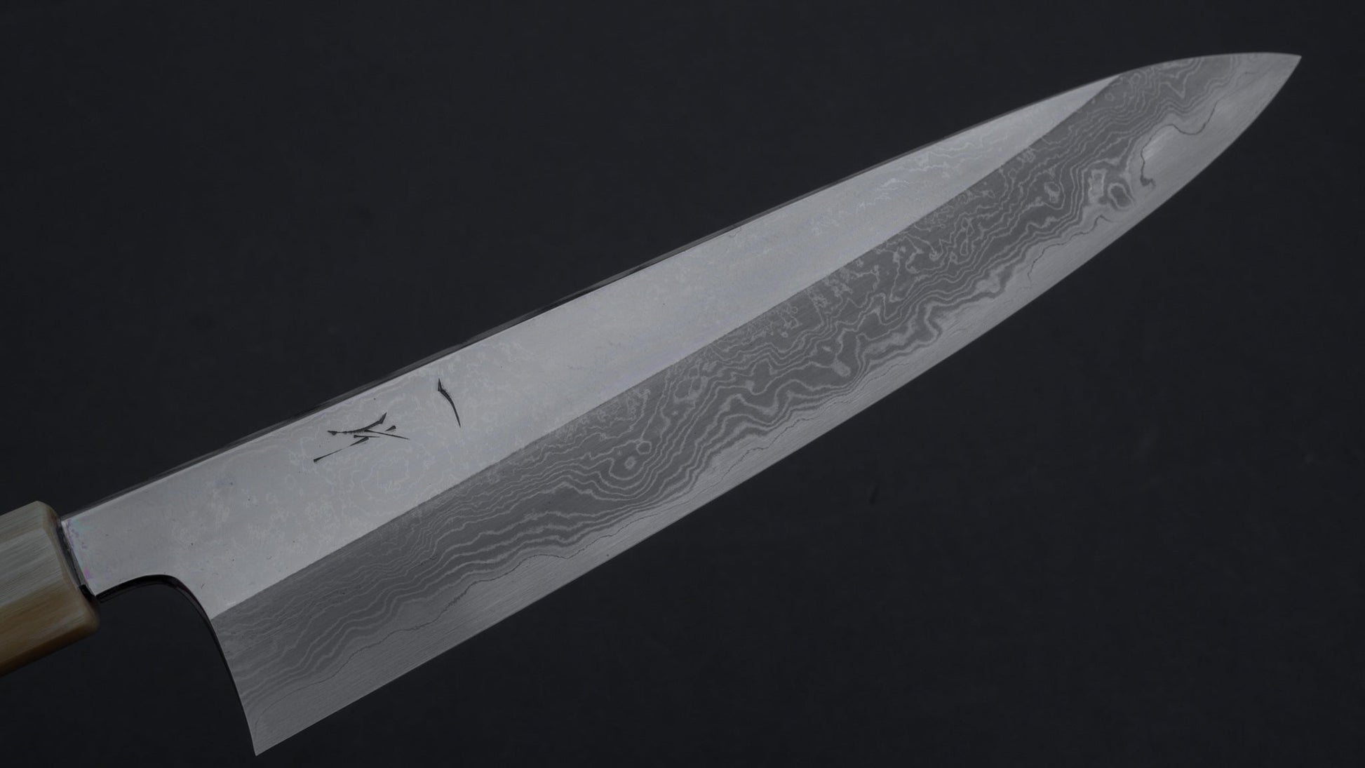 Hitohira Tanaka Kambei Blue #1 Damascus Gyuto 240mm Ziricote Handle (Saya) | HITOHIRA