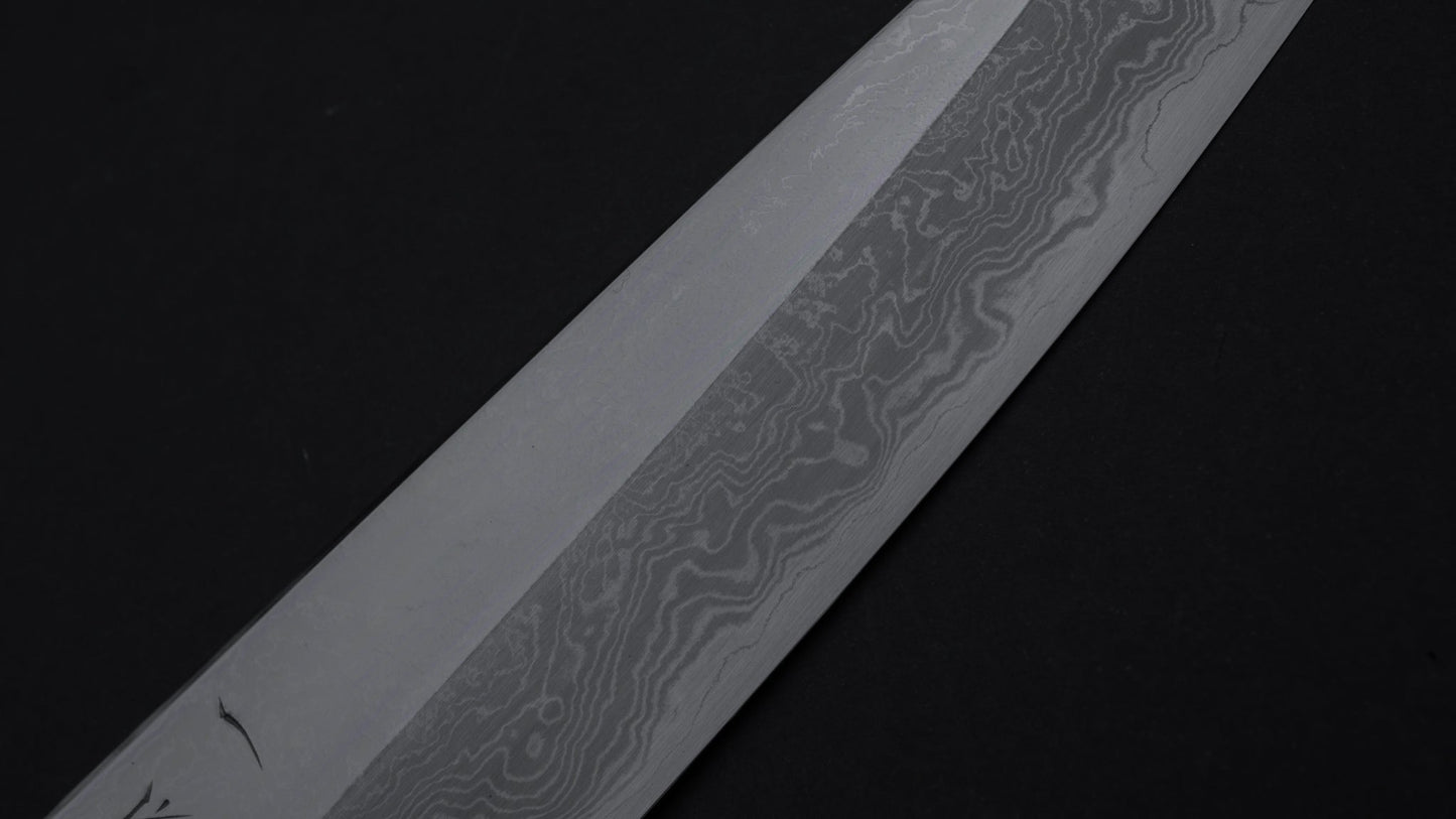 Hitohira Tanaka Kambei Blue #1 Damascus Gyuto 240mm Ziricote Handle (Saya) | HITOHIRA