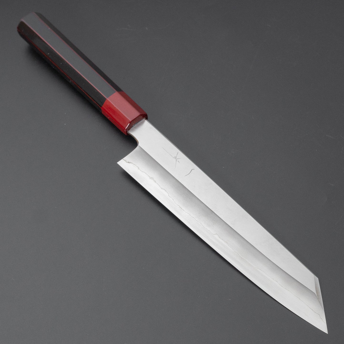 Hitohira Kikuchiyo Kyuzo Silver #3 Migaki Kiritsuke Gyuto 210mm Lacquered Handle (Black and Red) - HITOHIRA